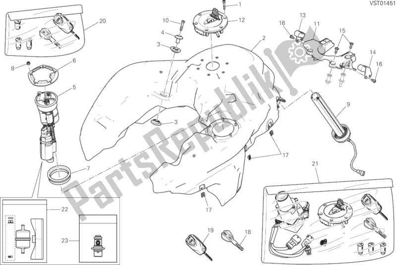 Tutte le parti per il Serbatoio Di Carburante del Ducati Multistrada 1200 ABS 2016